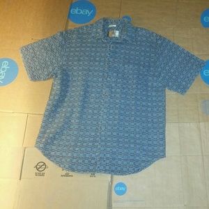 The Territory Ahead Blue Geometric Short Sleeve Button-Down Shirt